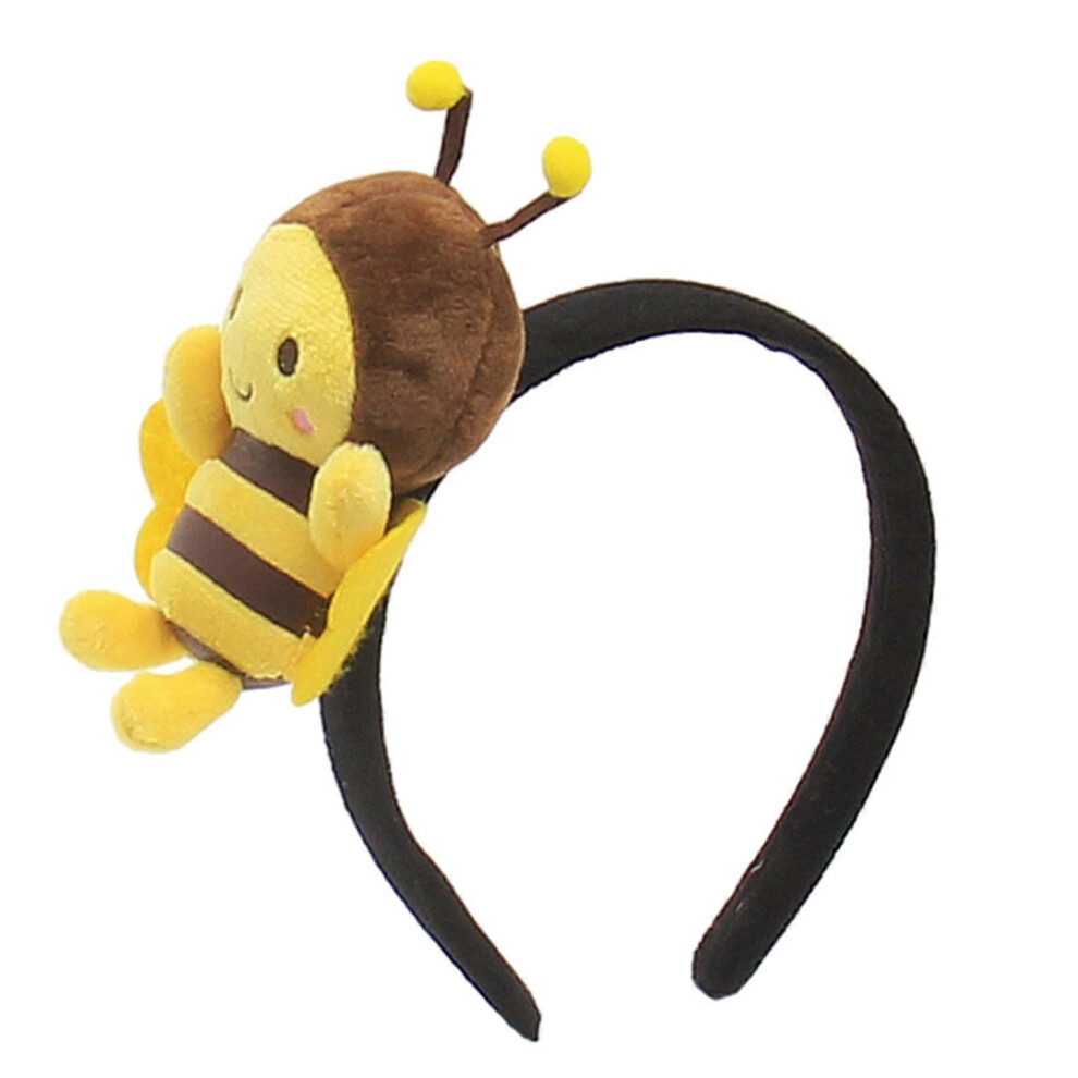 (sideways bee headban, One size) Bees Headbands Halloween Hairbands Plush Hair Hoop Animal Headbands Cosplay Party Hair Accessory for Party