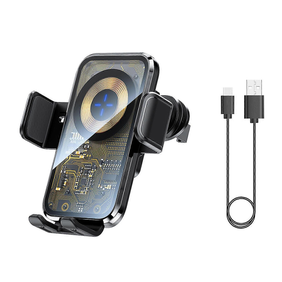 (Silver, One size) Fast Wireless Car Charger Mount Auto Clamping 15W/10W/7.5W Charging Air Vent Phone Holder Simple Installation for Auto  Gray