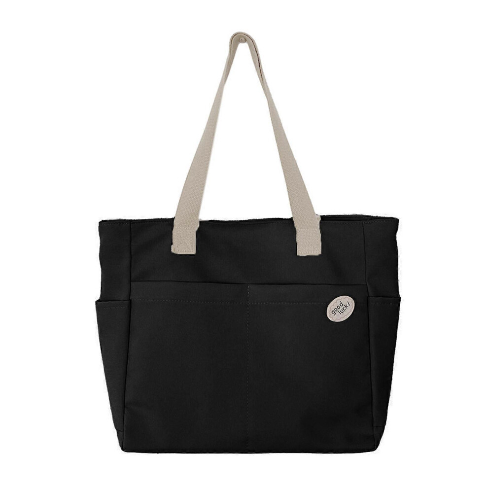 (Black, One size) 2023 NEW Tote Bag Canvas Bag Large Capacity Shoulder Bag for Girl Women Japanese Style Trendy Bag Travel Bags Handbag  Black