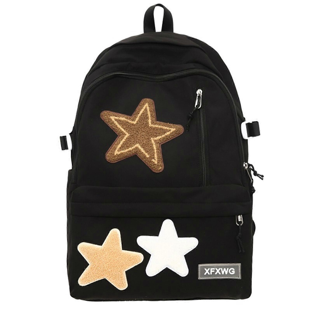 (White, One size) Versatile Student Backpack Trendy & Functional Backpack Convenient Bag Perfect for School Travel & Outdoor Activities  Black