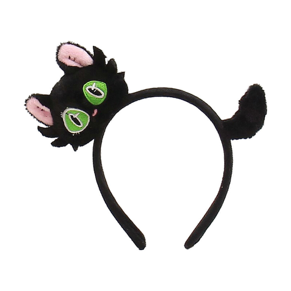 (old black cat, One size) Sweet Halloween Live Broadcast Hairband Women Students Photoshoot Hairband Stuffed Cat Shape Headbands Black/ White
