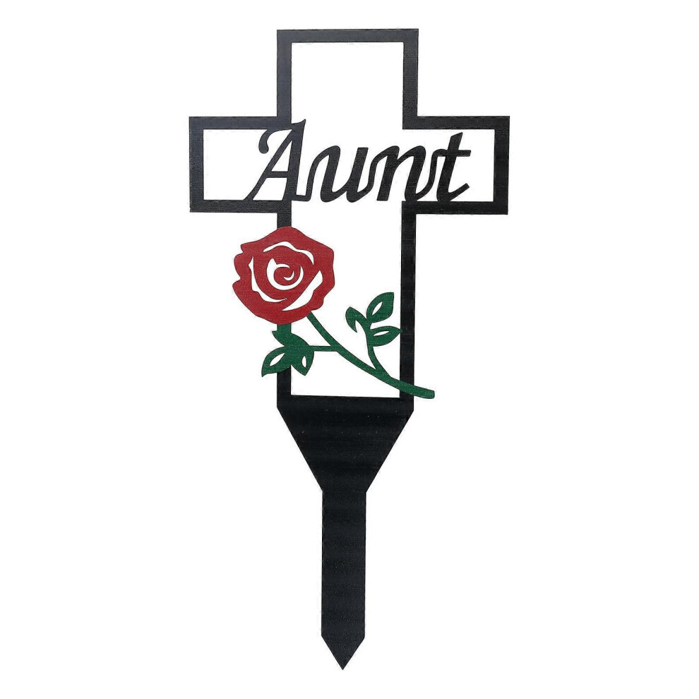(Aunt, One size) Memorial Cross Yard Stake Cemetery Memorial Cross Stake Metal Cross Garden Stake Grave Marker Yard Signs Memorial Signs