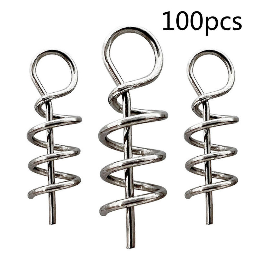 (As show, One size) 100Pcs Fish Hook Spring Set Baits Feeder Lures Trap Accessories Fishbait Feeder Stainless Steel Fishing Tackle Gear Part