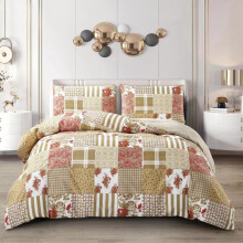 (Alvina, Double) 4 Piece Complete Bedding Set Duvet Cover Rich Cotton Fitted Sheet & Pillow cases