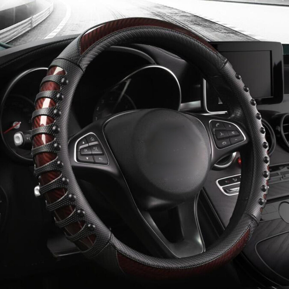 15 Inch Auto Steering Wheel Cover Antislip Breathable Odorless Four Seasons Universal Comfortable Snug Grip Car Interior Accessories (Coffee) 689788507569