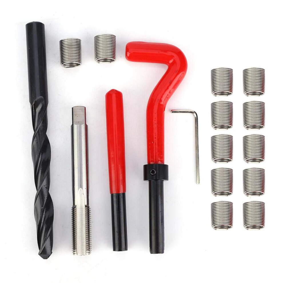 17Pcs Thread Repair Kit M12 X 1.25 Threaded Inserts Stainless Steel Twisted Drill Wrench Threaded Insert Tools Set For Automotive Repairing 689788508023
