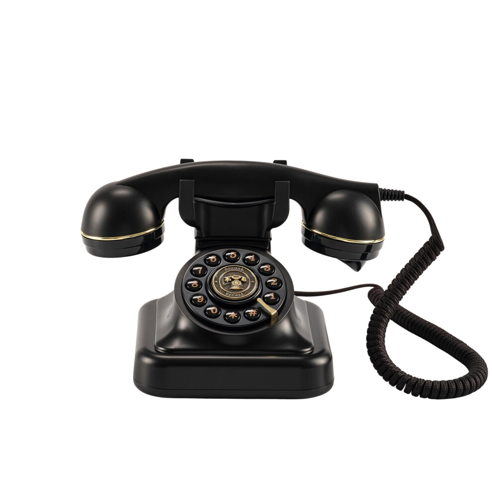 Black Retro Landline Telephone, Old Phone With Ringer Control & Redial, Old Phones Refï¼Ufv