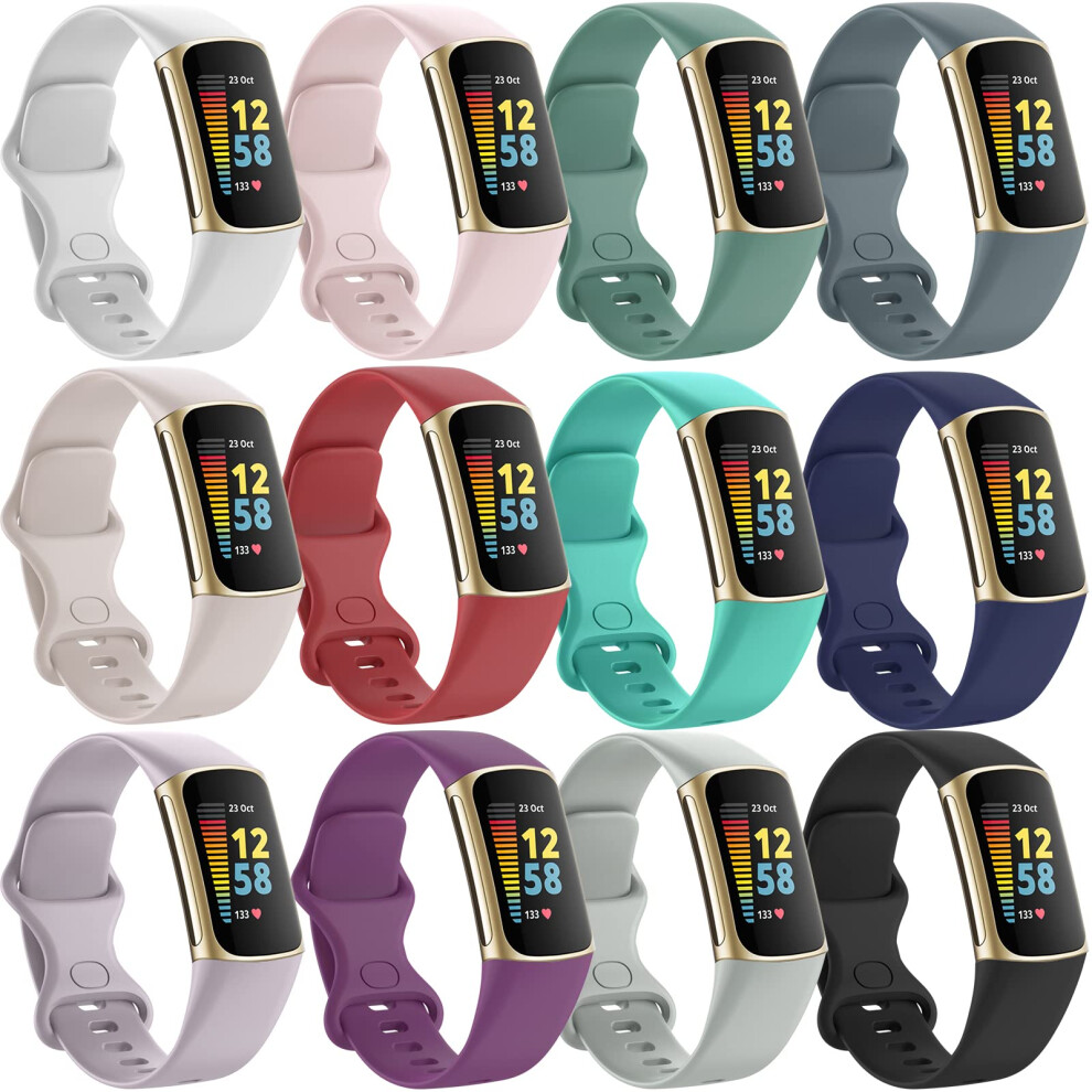[12-Pack] Silicone Bands For Fitbit Charge 5/6, Replacement Bands For Charge 5/6 6493810898228