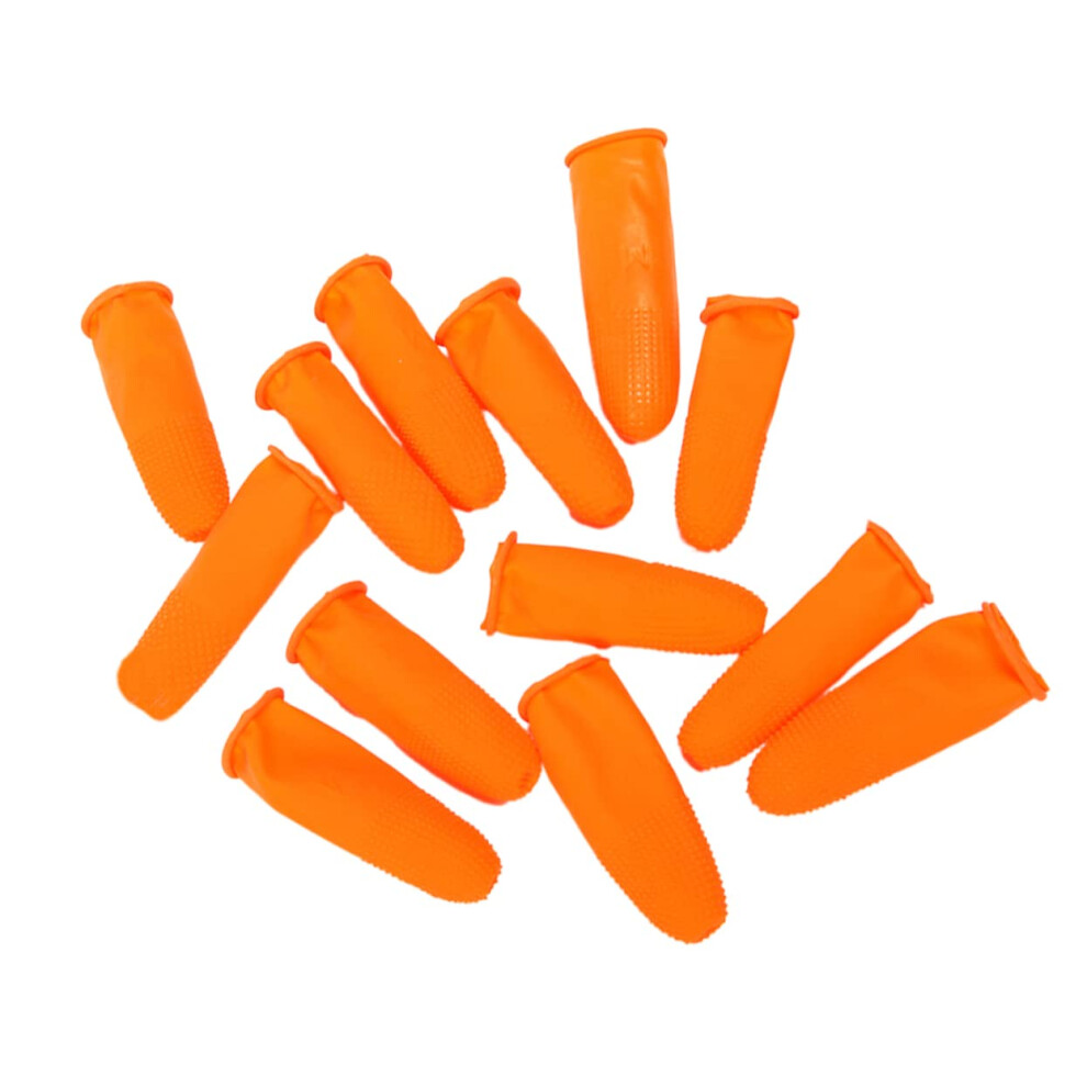 Finger Protective Cover Latex Disposable Fingertip Covers For Nail Art Cleaning Writing Size S Orange 689788510187