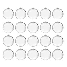 (6cm, One size) 20pcs Transparent Plastic Christmas Balls 4-10cm Clear Bauble for Christmas Tree Party Kid Gift Present Box Decoration