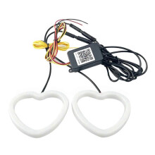 (As show, One size) Mobile APP Control Car LED Angel Eyes Rings Heart Shaped Rings Car Driving Warning Light Fog Light DRL Light