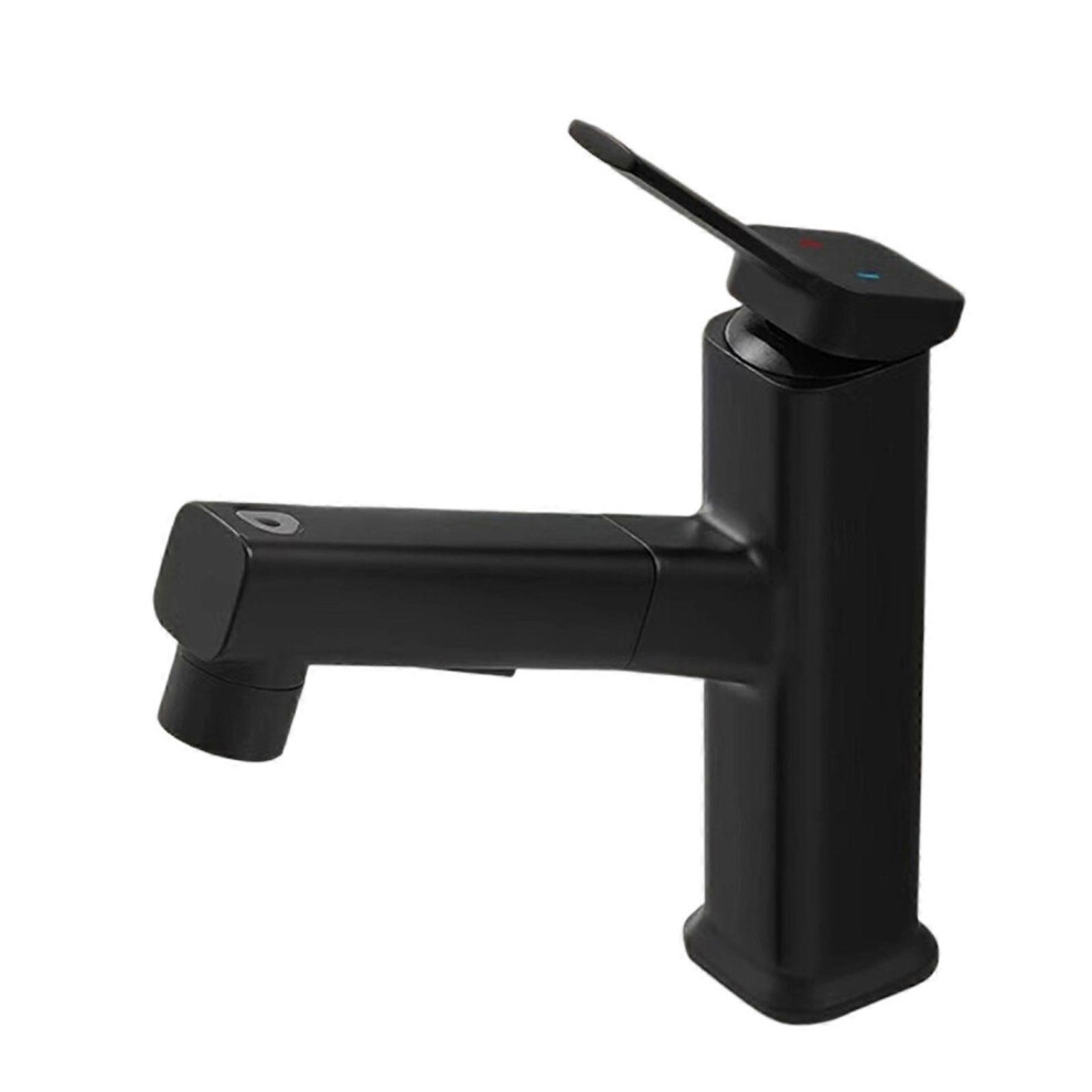 (Black, One size) Pulls out Bathroom Faucets Brass Single Handle Faucets Sink Lavatory Vessel Faucet Hot and Cold Water Mixer Tap  Black
