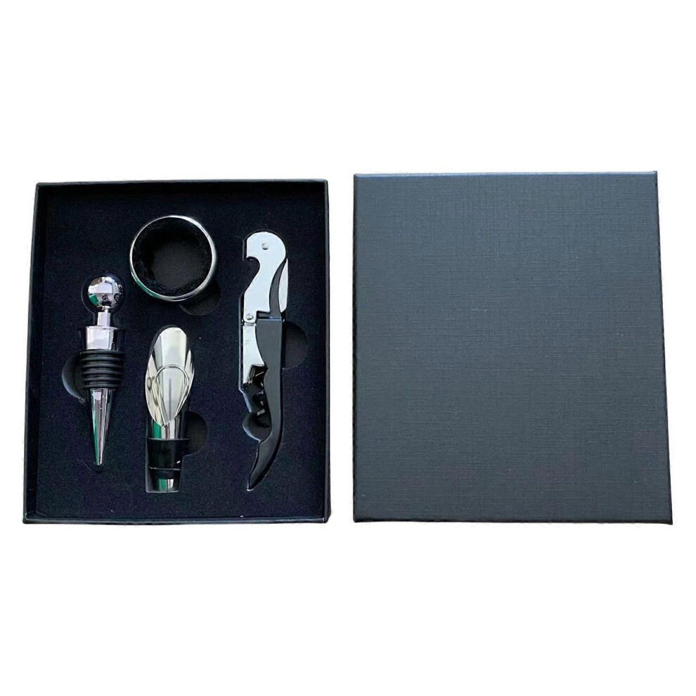 (1 black gift box sea, One size) Wine Opener Tool Set Corkscrew Wine Opener with Case Bottle Opener Vacuum Stoppers Wine Pourer for Wedding Gift