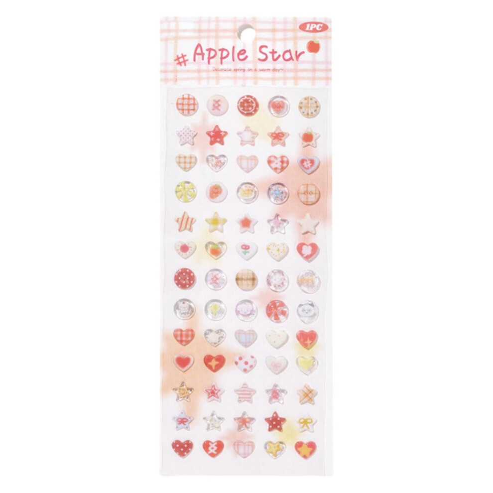 (Apple Star, One size) Scrapbook Sticker Epoxy Decorative Sticker Star Shape Sticker Stationery Sticker Scrapbooking Supplies for Journal