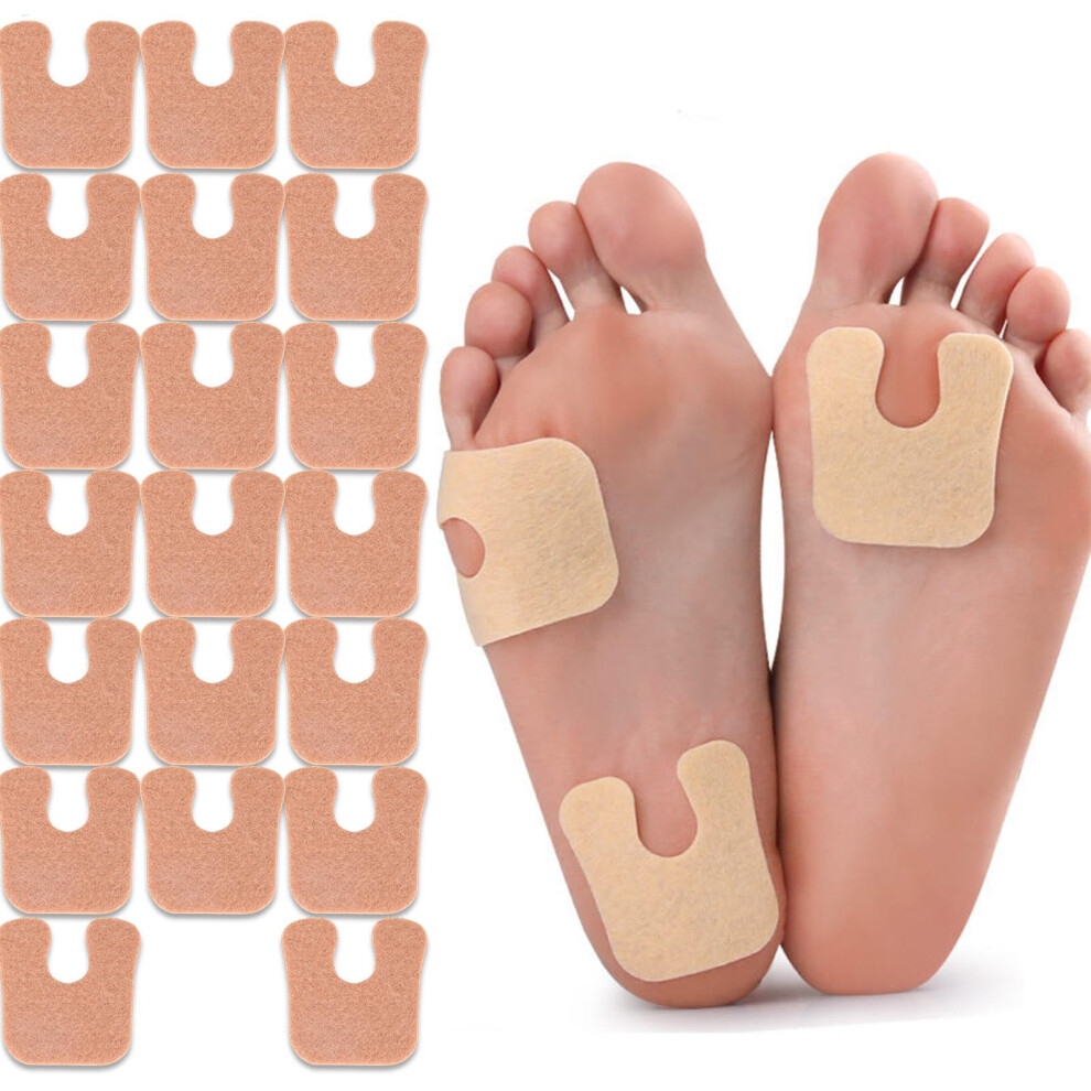 U Shape Horseshoe Pads Toe Spacers for Feet, Callus Cushions Moleskin for Feet Metatarsal Pads (20)