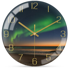 Wall Clock Silent Non Ticking Battery Operated Decorative Black and Gold Glass for Living Room
