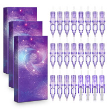 50pcs Tattoo Cartridge Needles 10 RL RS RM Purple Round Liner Tattoo Needles for Tattoo Gun