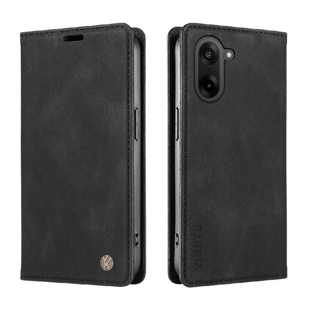 Photos - Case Compatible with Oneplus Nord Ce 5 5g Solid Color Skin-friendly Magnetic Flip Phone Leather (Black)