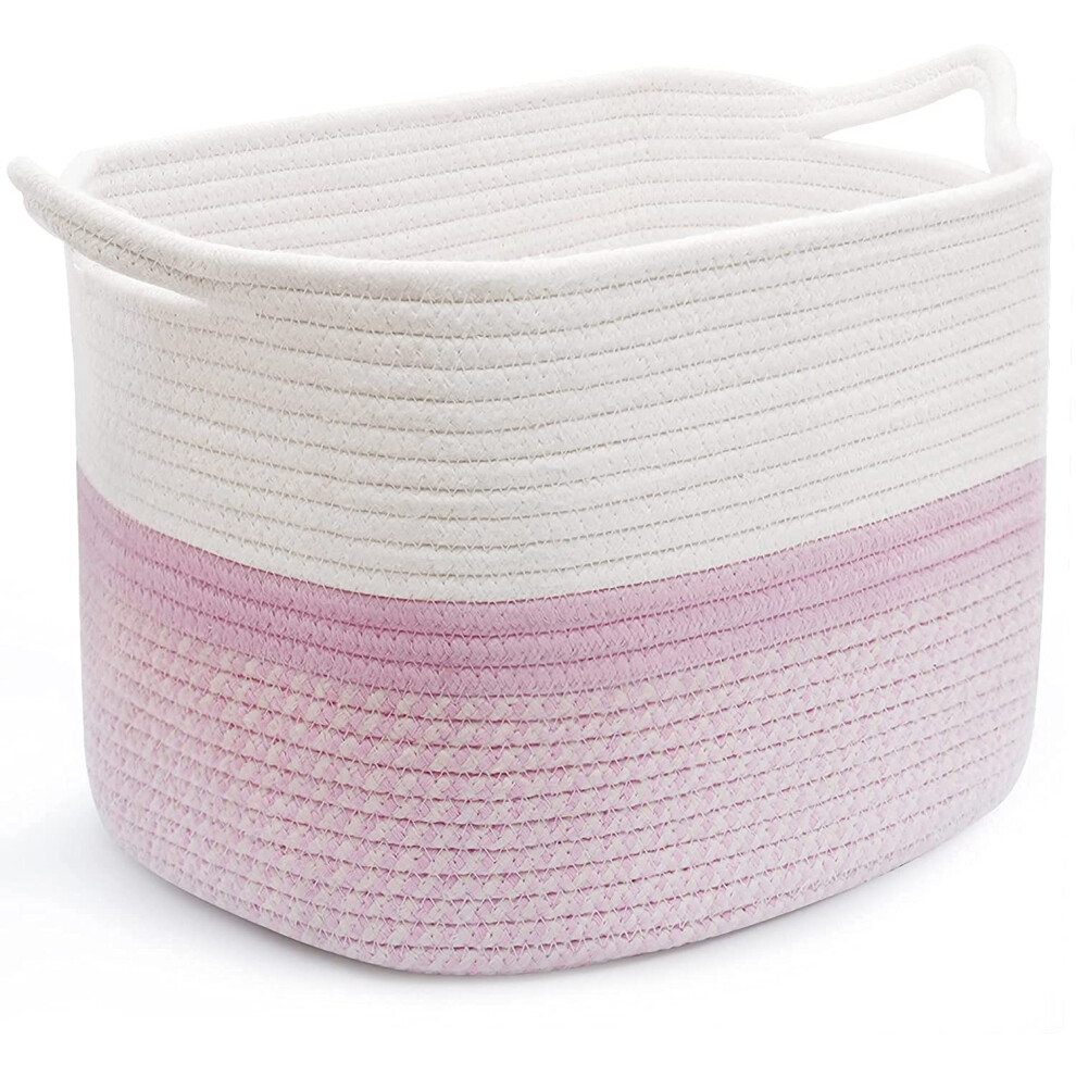 Decorative Storage Basket for Baby Nursery Shelves Closet 13.5x11x9.5-Inches