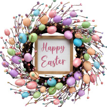 1 Piece Easter Wreath with 18 Inch Eggs for Front Door Wall Window Decoration 18 Inch