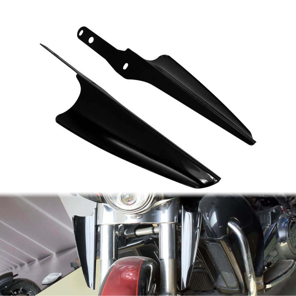 Front Fork Mount Wind Deflectors Compatible with Harley Electra Glide Road King Street Glide 1995 (Color:Black)-image-OPC-PHZGCPM-NEW