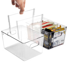 2 Pack Clear Plastic Pantry Storage Organizer B for Refrigerator Cabinet Kitchen