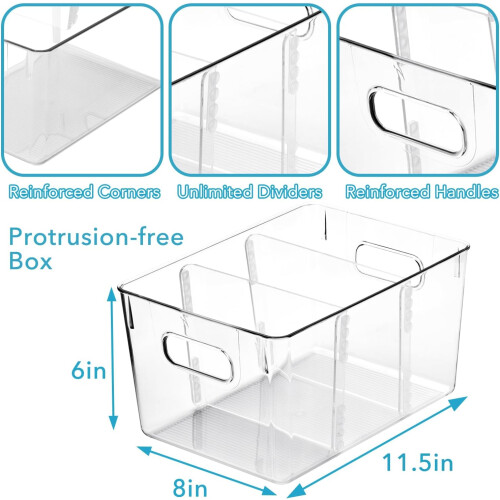 2 Pack Clear Plastic Pantry Storage Organizer B for Refrigerator Cabinet Kitchen 1
