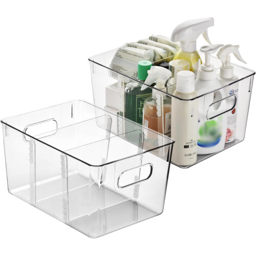 2 Pack Clear Plastic Pantry Storage Organizer B for Refrigerator Cabinet Kitchen 2