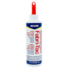 BEACON Fabri-Tac Premium Stoffkleber - Schnell trocknend, Kristallklar, Permanent - für Stoffe, Leinwand, Spitze, Holz und mehr, 8 Unzen