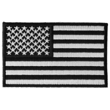USA Flag Svart Vit Patch 4 Tum - 4x2.5 tum. Broderad Stryka på Patch
