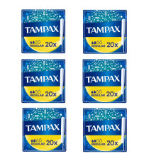 Tampax Regular Tampons with Cardboard Applicator - Pack of 6 (20 Each)