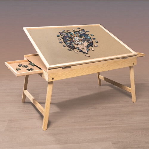 Gr8 Home Wooden 1000 Pcs Jigsaw Puzzle Table Easel With Folding Legs 2 Drawers