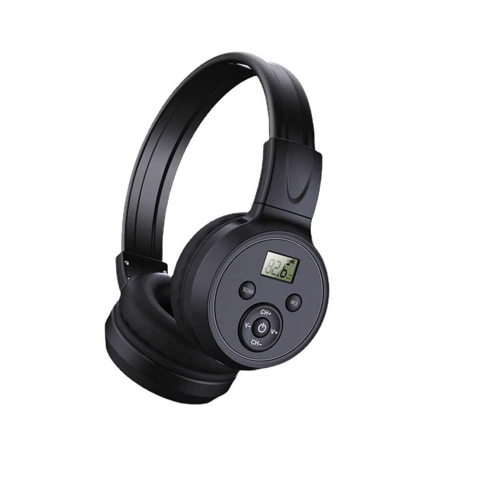 (Black) Fm Radio Headphones With Rechargeable Battery Noise Cancelling Headset Black 6935158888016