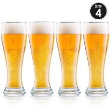 4 Pack Nucleated Pilsner Glasses for Drinking Bliss 16 oz