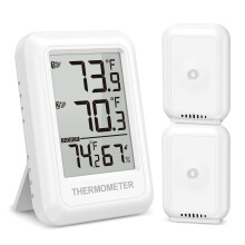 Indoor Outdoor Thermometer, Digital Thermometer Hygrometer with 2 Sensors, / Switch