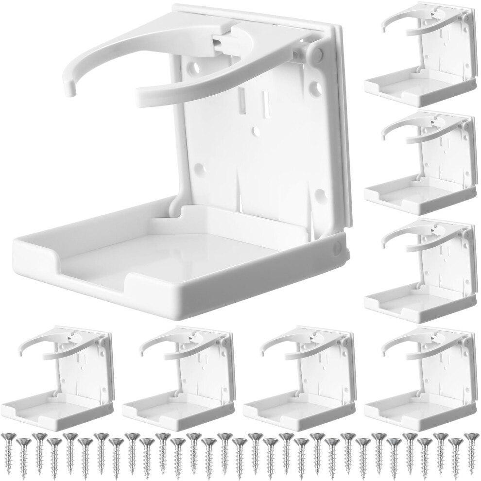 8 Pack Adjustable Cup Holder With Screws Universal Plastic Folding Wall Mounted Cup Holder 689788519913