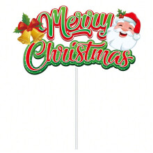 (1pc large card insert, Y-00281-2) Christmas party decoration merry Christmas flag Santa Claus Christmas tree cake plug-in