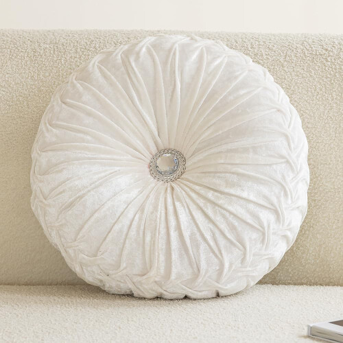 Velvet Pleated Round Pumpkin Throw Pillow for Couch Sofa Bed 2
