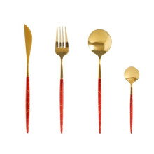 4/16/24/32 Pieces Stainless Steel Creative Polka Dot Tableware Set for Home Kitchen