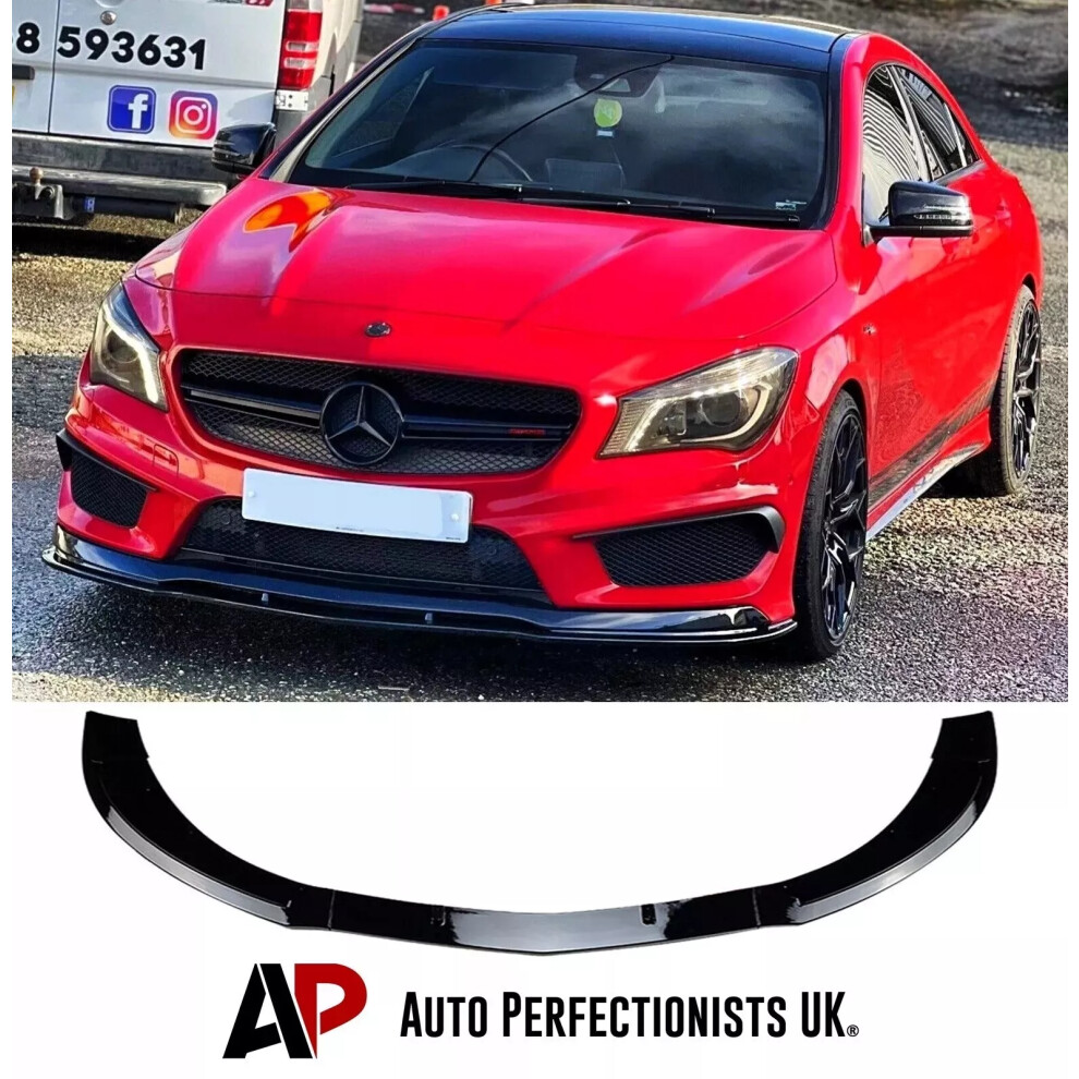 For Mercedes Cla Class W117 Cla45 Amg Line Splitter Spoiler Lip Black 5061072667459