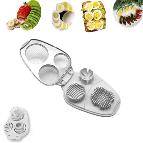 Professional Stainless Steel Multi-Fruit Cutter Egg Slicer for Hard Boiled Eggs with 3 Slice Modes & Dicing Grid Ref：qAH