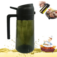 Oil dispenser and oil sprayer for kitchen and salad in black