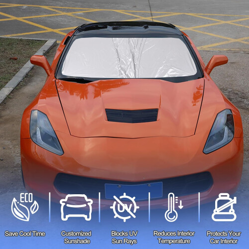 Front Windshield Sunshade for Chevrolet Corvette C7 2014  2019 Accessories UV Blocker 2
