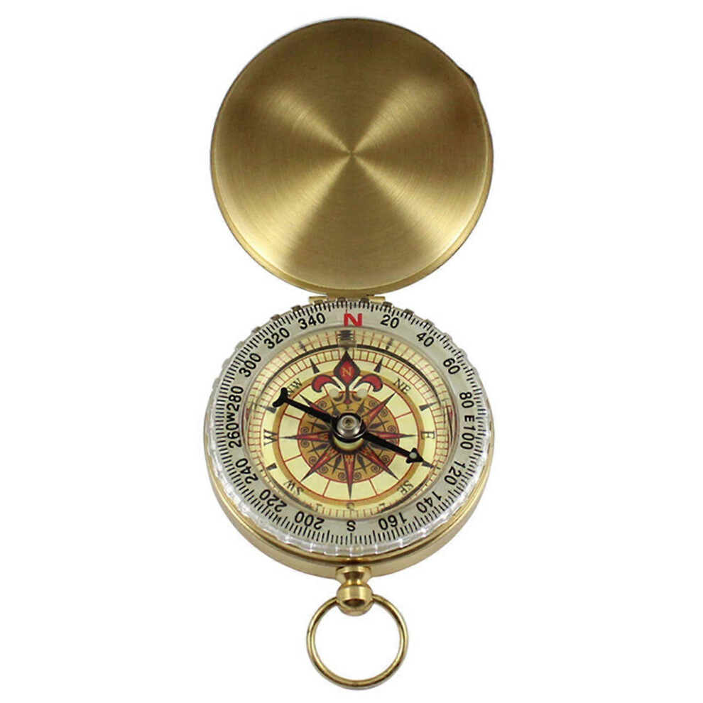 (As Show, One Size) Engrave Pocket Watch Compasses Retro Hiking Belt Camping Compasses For Sailing Camping, Watertight Survival Compasses Light