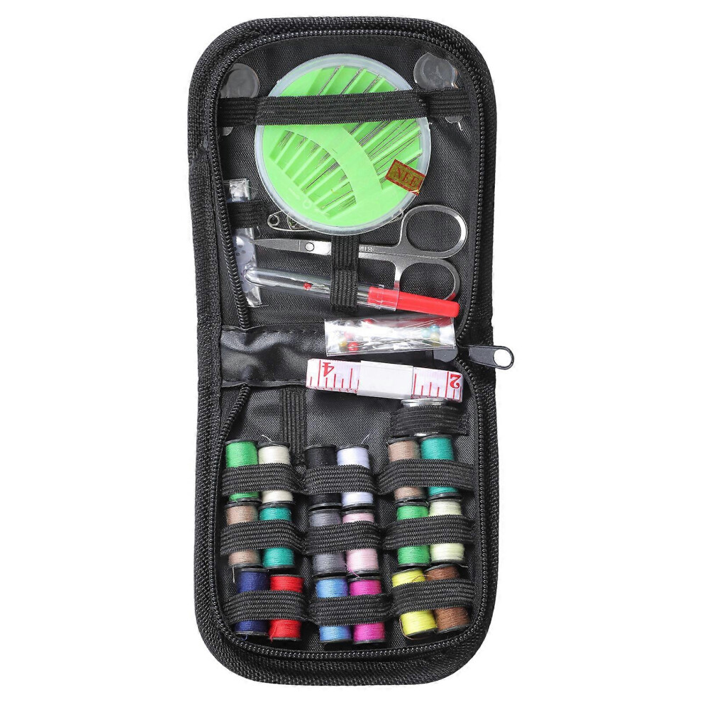 (97 piece set, One size) Portable Sewing Case with Sewing Accessories for Adult Sewing Needle and Thread Set with Zippered Storage Box for Travel