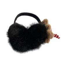 (Milky white, One size) Christmas Bear Winter Ear Muffs Soft & Warm Ear Covers for Women Teens Furry Plush Ear Protectors for Outdoor Activity Black