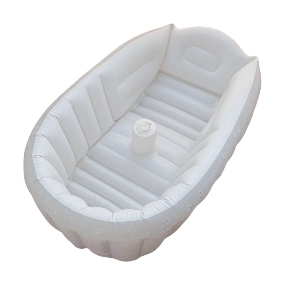 (As show, One size) Inflatable Bathtub with Daisy Pattern Toddlers Kids Tub for Shower Foldable Portable Bathtub Travel Shower Basin
