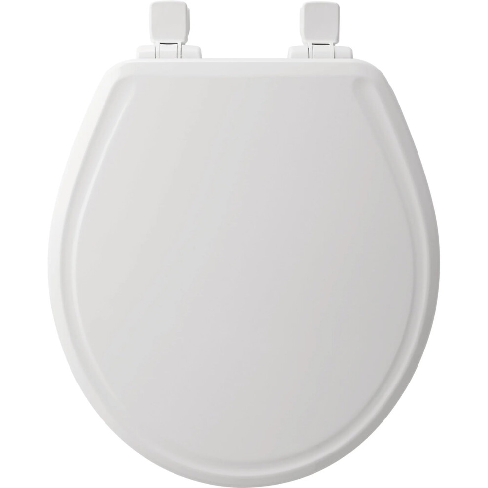 Slow Close Standard Round Enameled Wood White Toilet Seat 6493810774478