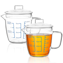 2 Pack Glass Heat Resistant Borosilicate V-Shaped Spout Measuring Cup for Cooking Baking 1cup/8oz/250ml