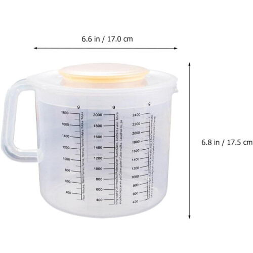 Graduated Plastic Household Measuring Cup With Lid Scale Marking for Cooking Baking 2.5l 2